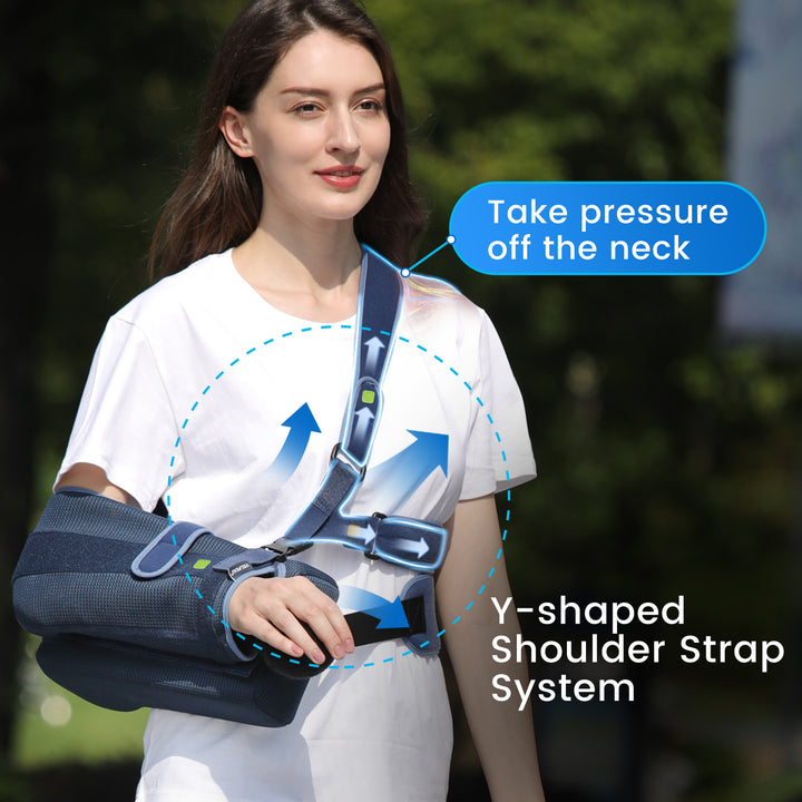 Premium Shoulder Abduction Sling Support with Pillow for Injury Recovery, Medical Immobilizer, Ventilated Mesh, Universal 