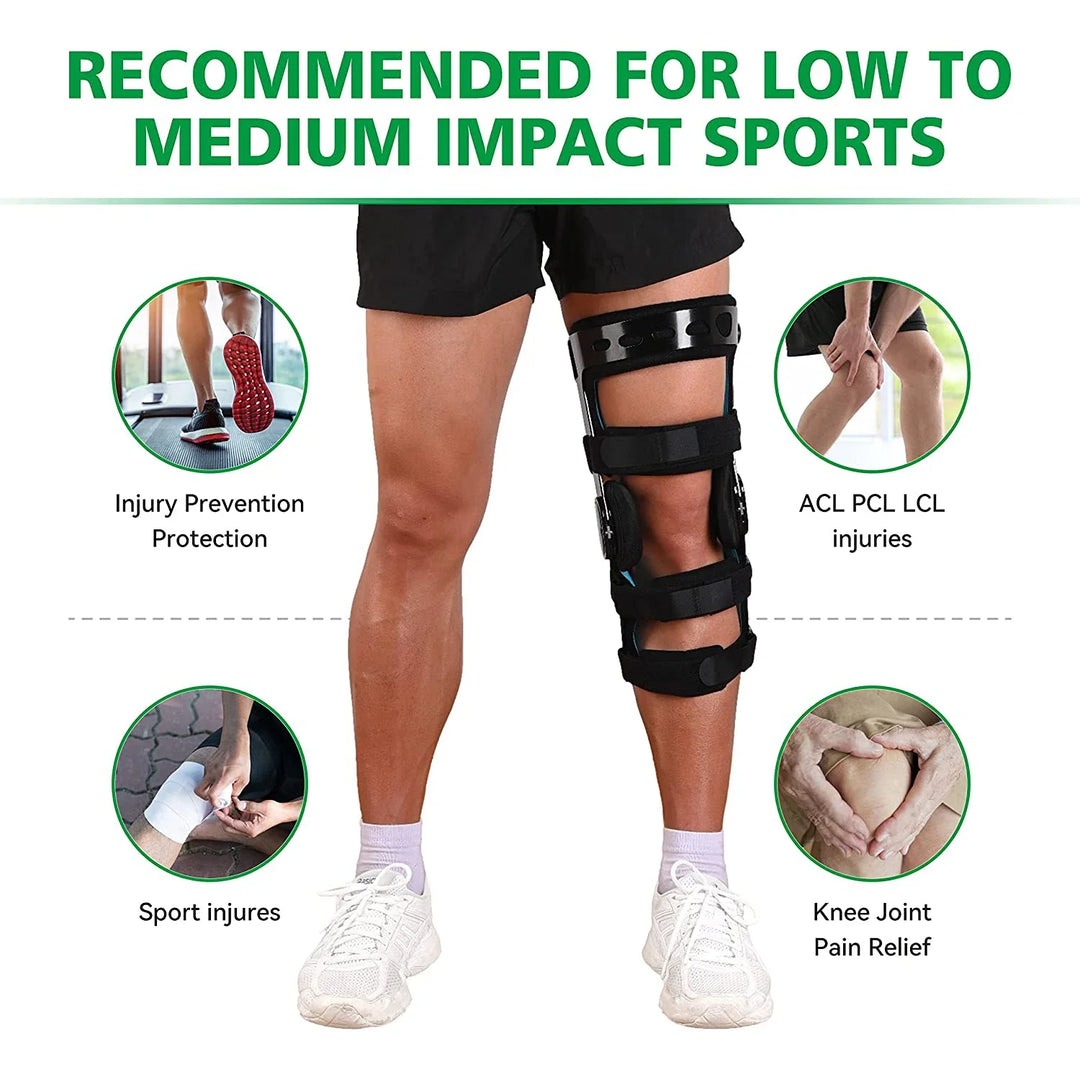 Premium Knee Brace for ACL/MCL/PCL Injuries, Ligament Support & Sports Recovery, Hinged ROM Orthopedic Orthosis for Men & 