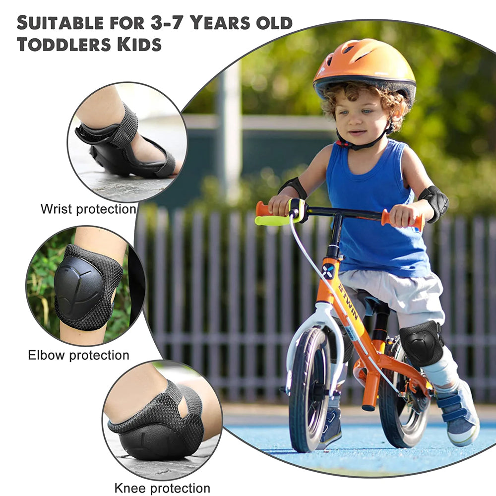 Premium Kids Knee Pads, Elbow Pads & Wrist Guards Safety Set for Ages 3-7, Adjustable Protective Gear for Boys & Girls,