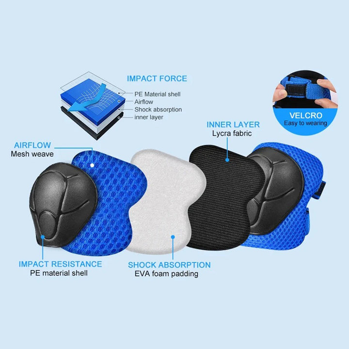 Premium Kids Knee Pads, Elbow Pads & Wrist Guards Safety Set for Ages 3-7, Adjustable Protective Gear for Boys & Girls, Perfect for Skating, Cycling, Skateboard – 6 Pieces - StrengthXPhysiotherapy
