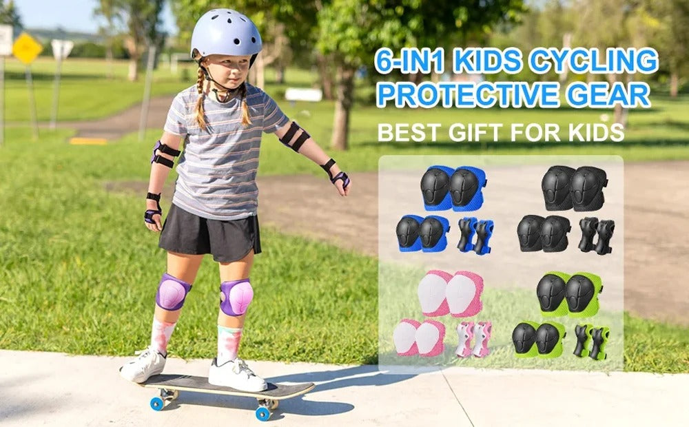 Premium Kids Knee Pads, Elbow Pads & Wrist Guards Safety Set for Ages 3-7, Adjustable Protective Gear for Boys & Girls, Perfect for Skating, Cycling, Skateboard – 6 Pieces - StrengthXPhysiotherapy