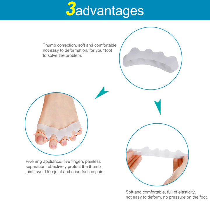 Premium Silicone Gel Bunion Corrector Toe Protector - 2PCS Orthotic Big Toe Separator & Valgus Splint, Adjustable Foot  