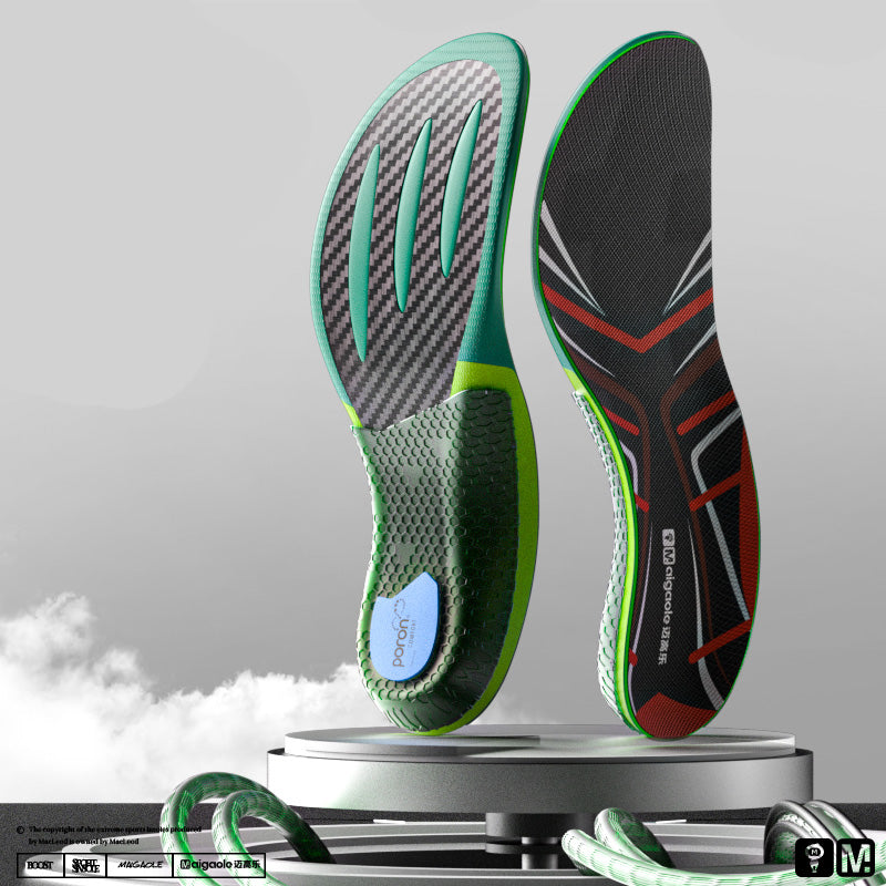 Premium Carbon Plate Running Insoles for Enhanced Propulsion and Speed Rebound - Full-Length Design for Marathon and Racing