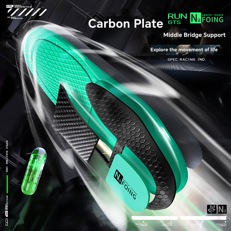 Premium Carbon Plate Running Insoles for Enhanced Propulsion and Speed Rebound - Full-Length Design for Marathon and Racing