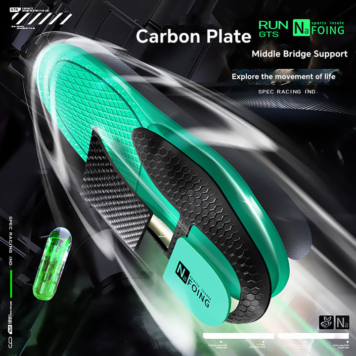 Premium Carbon Plate Running Insoles for Enhanced Propulsion and Speed Rebound - Full-Length Design for Marathon and Racing