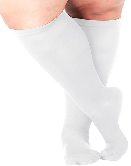 Premium Plus Size Compression Socks for Women & Men – 20-30mmHg Graduated Support – Open Toe, Toeless, Wide Calf – Medical