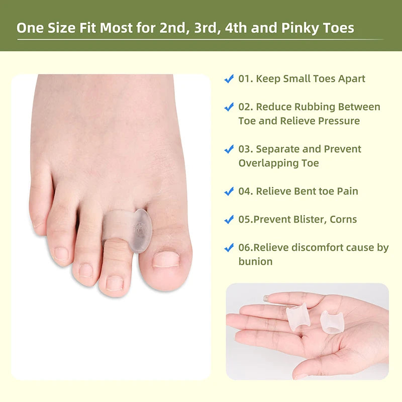Premium Silicone Toe Separator - 2PCS Gel Bunion Corrector & Orthopedic Hallux Valgus Spacer for Foot Care, Pedicure, and 