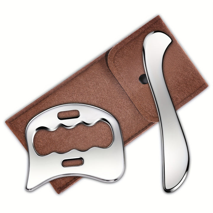 Premium Stainless Steel Gua Sha Massage Tool Set - Myofascial Release Scraper for Muscle Pain Relief, Blood Circulation, and 