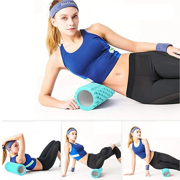 Premium Yoga Foam Roller for Muscle Recovery and Back Massage, 33*14cm Grid Axis Design, High-Density Foam, Ideal for Muscle Pain Relief, Flexibility Training, and Myofascial Release - StrengthXPhysiotherapy