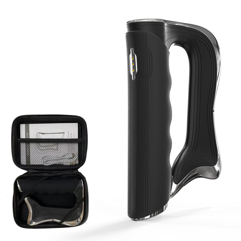 Premium Electric Fascial Tissue Gua Sha Tool - Deep Tissue Muscle Massager with NMES, Microcurrent Vibration, 3-Level   