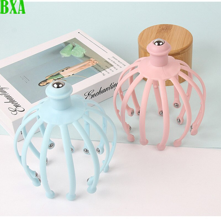 Premium Head Massager - Octopus Scalp Scratcher with Stainless Steel Tentacles for Deep Tissue Relaxation, Acupoint