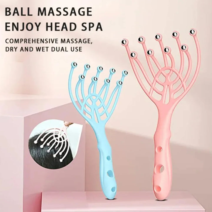 Premium Nine-Claw Head Massager - 360° Rotating Massage Beads, Handheld Steel Ball Design for Scalp & Neck Relaxation, Stress