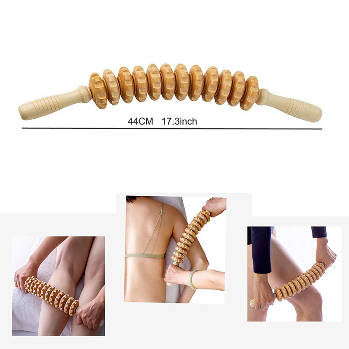 Premium 6-in-1 Wood Therapy Massage Tool Set for Lymphatic Drainage, Anti-Cellulite Fascia Massage Roller, Muscle Relaxation