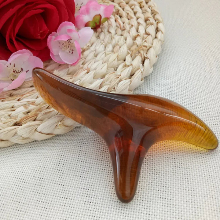 Premium Amber Resin Wax Triangle Body Massager - Gua Sha Acupuncture Tool for Neck, Back, and Leg Scraping Massage - Deep