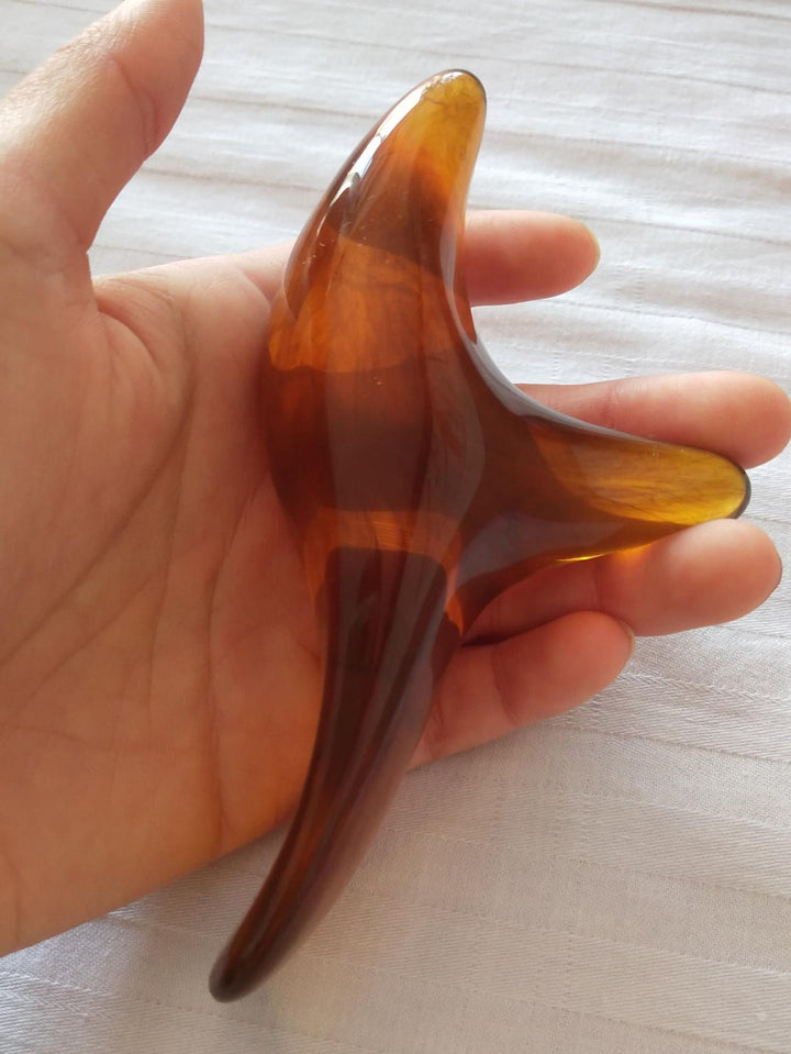 Premium Amber Resin Wax Triangle Body Massager - Gua Sha Acupuncture Tool for Neck, Back, and Leg Scraping Massage - Deep