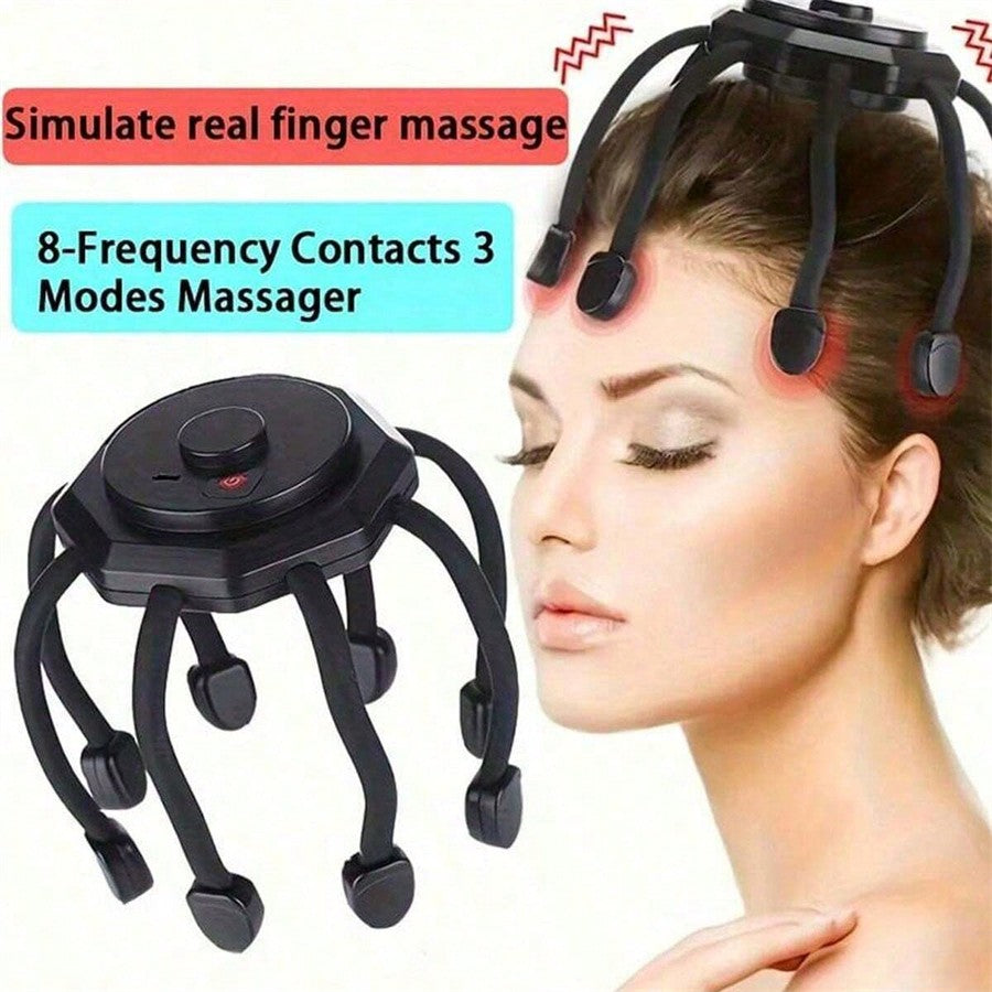 Premium Electric Scalp Massager - Cordless 12-Claw Rechargeable Head Relaxer with 3 Vibration Modes & USB Charging