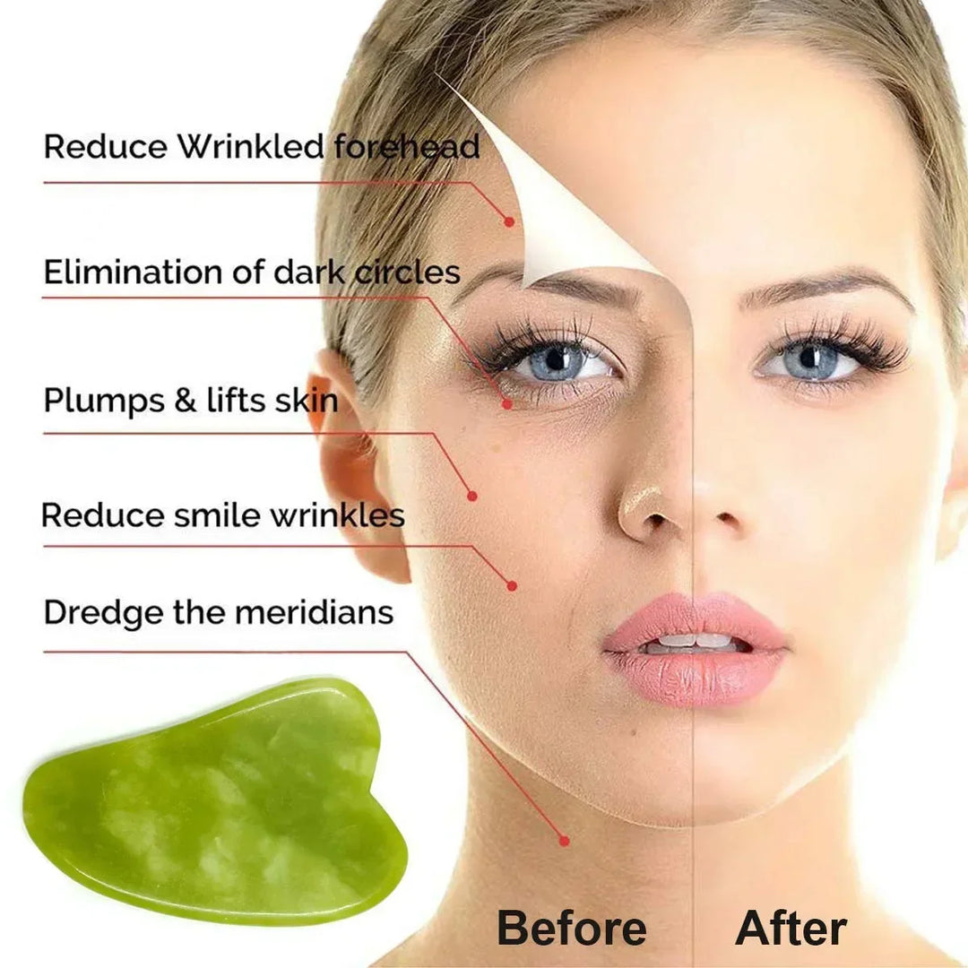 Premium Natural Jade Gua Sha Scraper Board for Face Massage, Acupoint Meridian Relaxation, Skin Lifting and Eye Care SPA Tool