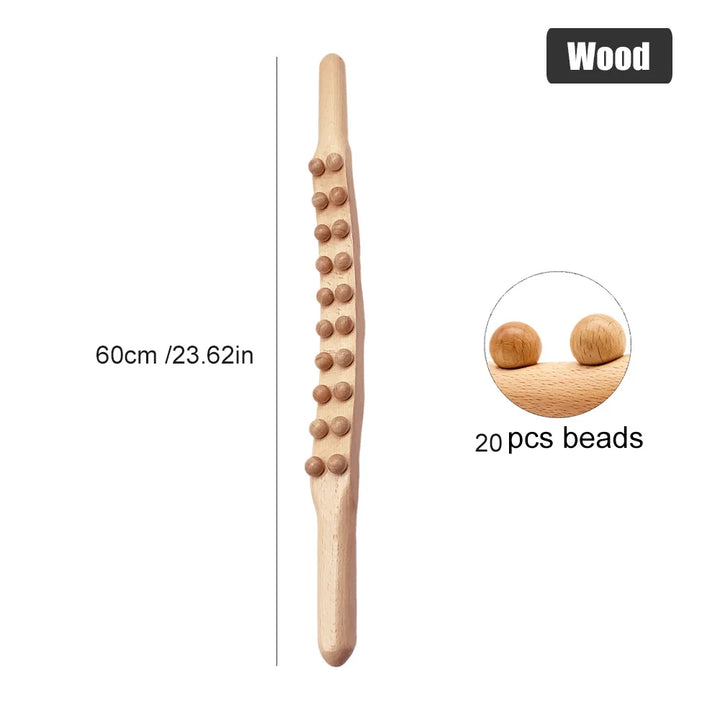 Premium 8 Beads Gua Sha Massage Stick - Carbonized Wood Meridian Scraping Therapy Wand for Muscle Relaxation and Acupuncture