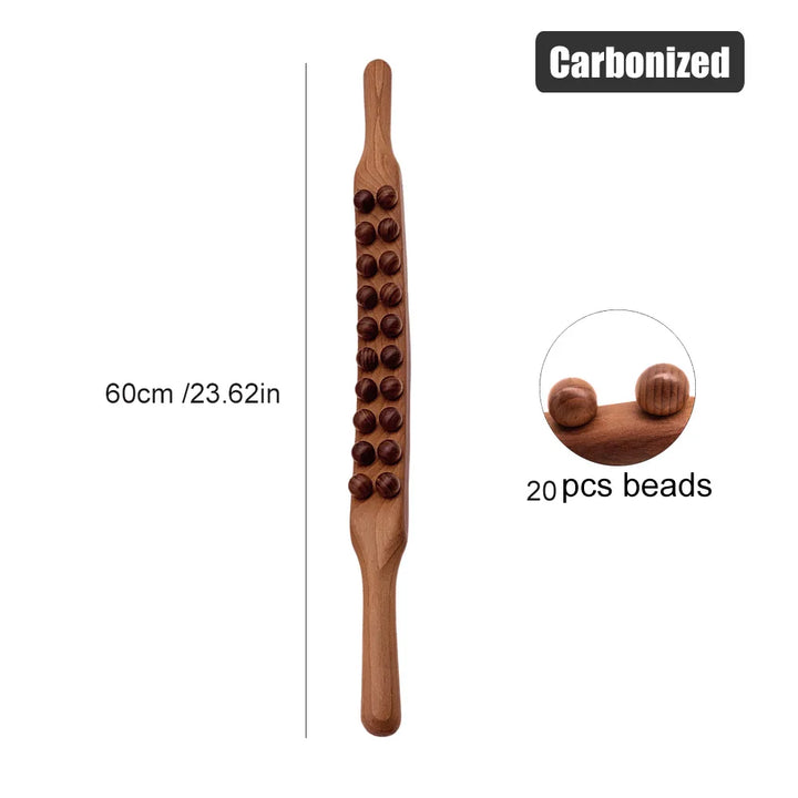 Premium 8 Beads Gua Sha Massage Stick - Carbonized Wood Meridian Scraping Therapy Wand for Muscle Relaxation and Acupuncture