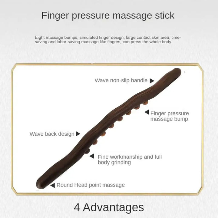 Premium 8 Beads Gua Sha Massage Stick - Carbonized Wood Meridian Scraping Therapy Wand for Muscle Relaxation and Acupuncture