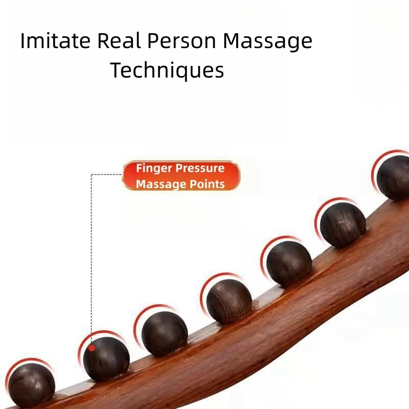 Premium 8 Beads Gua Sha Massage Stick - Carbonized Wood Meridian Scraping Therapy Wand for Muscle Relaxation and Acupuncture
