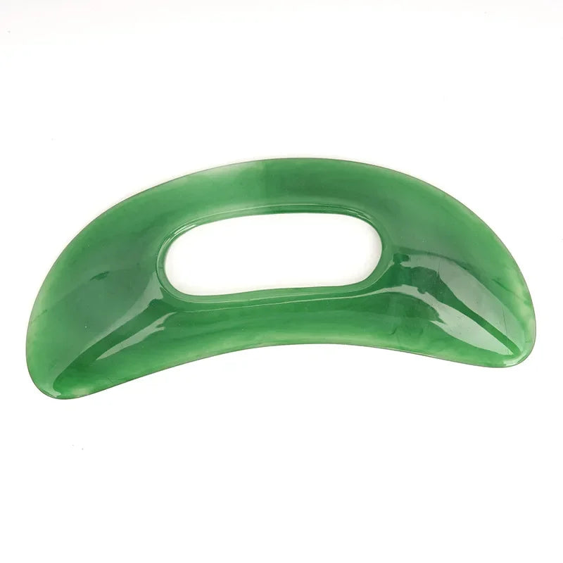 Premium Gua Sha Board Resin Massager Scraper for Face Neck Back Acupuncture Therapy - Yellow Green Beige - Massage Tool for 