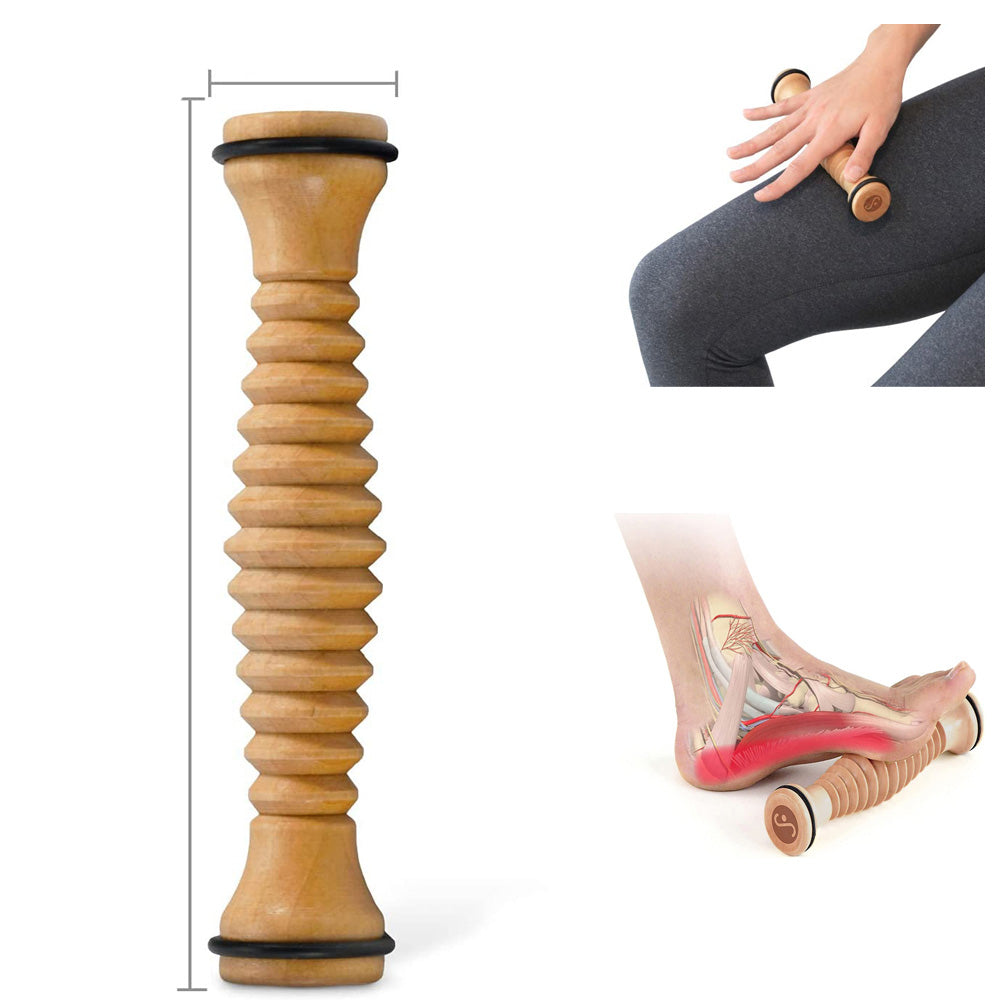 Premium Wooden Foot Massager Roller for Stress Relief & Plantar Fasciitis Pain Relief, Portable Acupressure Dual Massage 