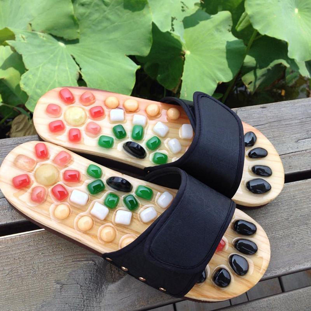 Premium Reflexology Foot Massager Sandals - Adjustable Acupressure Slippers for Stress Relief and Comfort - Non-Slip EVA