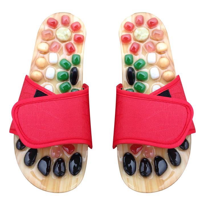 Premium Reflexology Foot Massager Sandals - Adjustable Acupressure Slippers for Stress Relief and Comfort - Non-Slip EVA