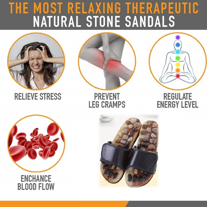 Premium Acupressure Massage Slippers – Natural Stone Foot Massage Shoes for Reflexology – Stimulate Pressure Points, Boost 