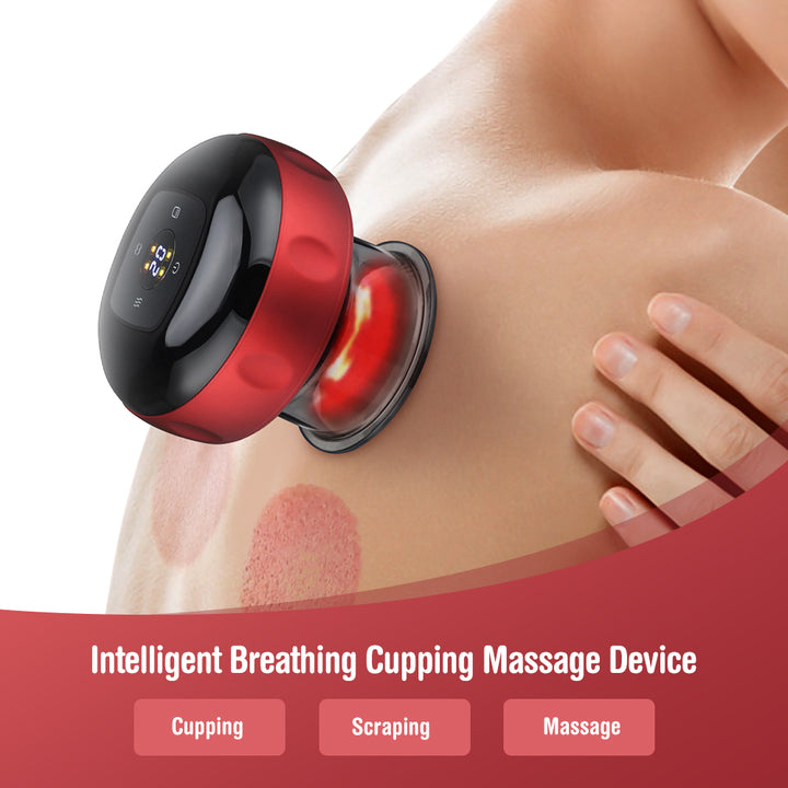 Premium Electric Cupping Therapy Set – Rechargeable Gua Sha Massager, 12-Level Vacuum Suction, Fat Burning & Slimming, Red 