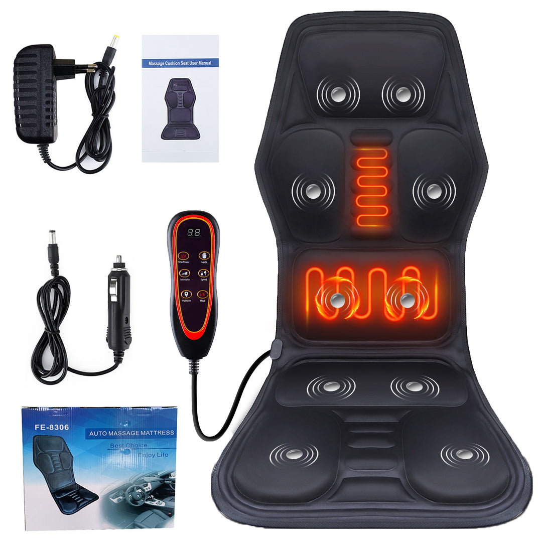 Premium Electric Massage Chair Cushion with Heating & Vibrator – 5-9 Vibration Zones, Adjustable Intensity & Temperature, 