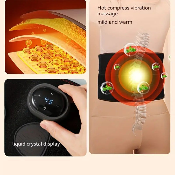 Premium Electric Waist Massager – Portable Lumbar Heating Belt with 3 Vibration Levels & Temperature Control – Adjustable Waist Support Brace for Pain Relief & Comfort - StrengthXPhysiotherapy