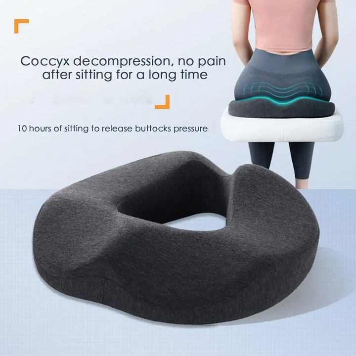Premium Memory Foam Donut Seat Cushion – Tailbone, Hemorrhoid, Sciatica, and Bed Sore Relief for Office, Travel, or Home Use 
