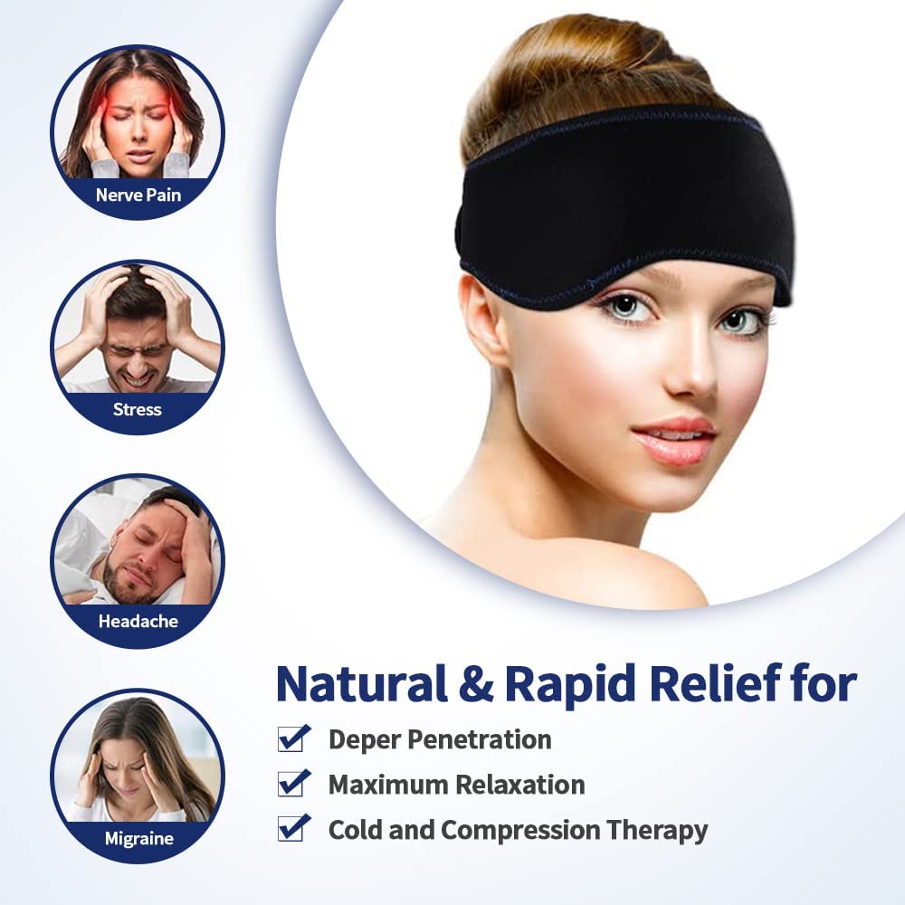 Premium Migraine Ice Head Wrap for Headache and Tension Relief – Gel Ice Pack Headband with Hot and Cold Therapy, Adjustable 