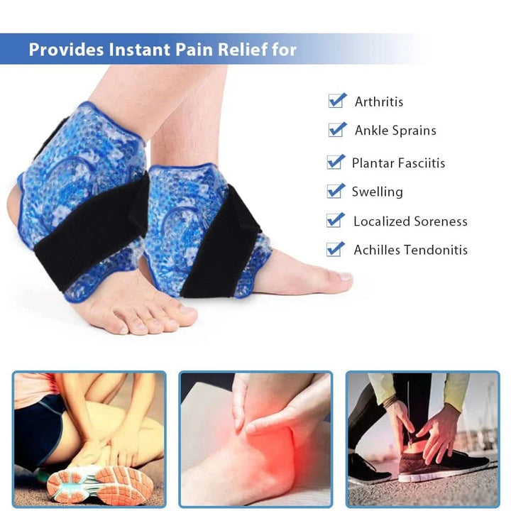 Premium Reusable Ankle Ice Heat Pack for Pain Relief, Hot Cold Compress Gel Wrap for Foot, Knee, Elbow, and Wrist Therapy, 