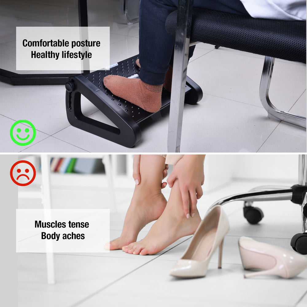 Premium Ergonomic Under Desk Footrest with Massage Surface, 6-Height Adjustable Foot Stool, Non-Slip Design for Office &  