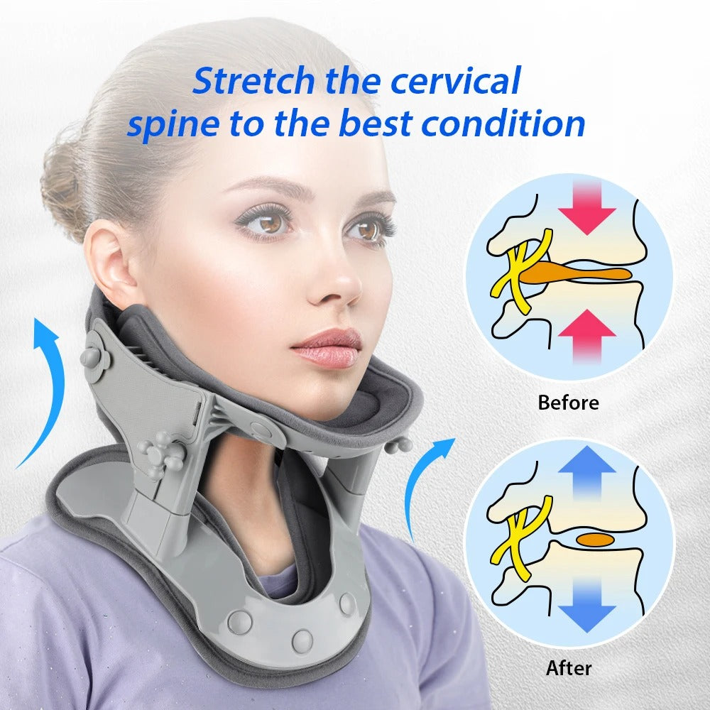 Premium Heating Neck Traction Collar with Adjustable Cervical Support, Hot Compression for Spine Alignment & Pain Relief, USB-Powered Cervical Massager - StrengthXPhysiotherapy