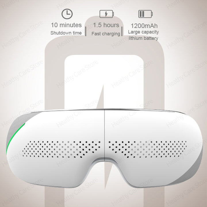 Premium Visible Eye Massager with Heat – Bluetooth Music, Air Pressure, Relaxation for Migraines, Reduce Eye Strain, Dark 
