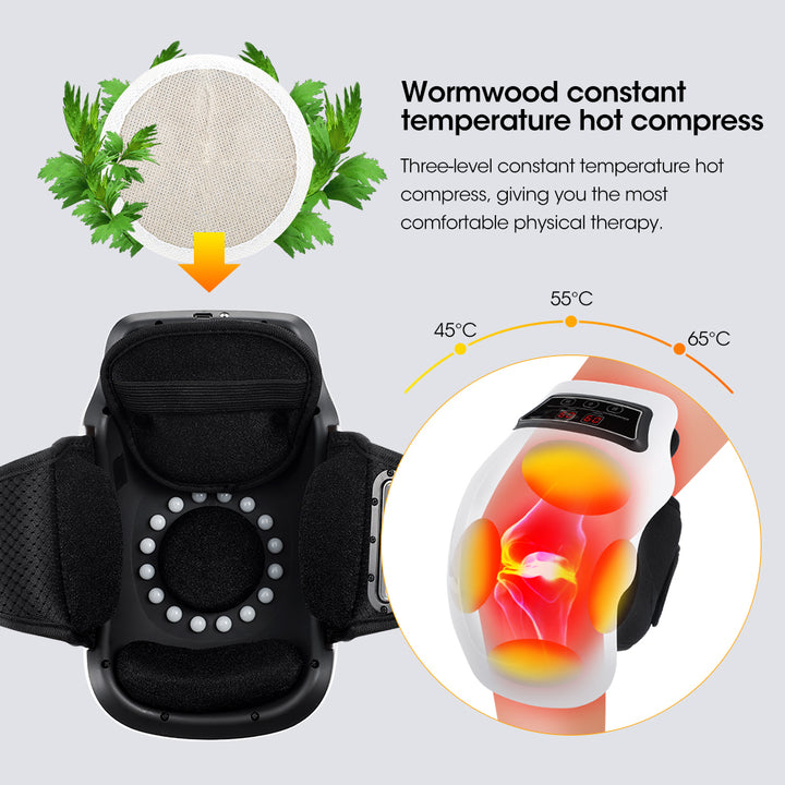 Premium Wireless Heated Knee Massager - Multifunctional Vibration & Hot Compress Therapy, 360° Wrap, Adjustable Temperature 