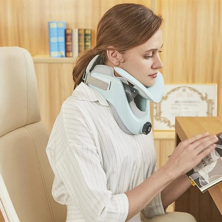 Premium Adjustable Neck Stretcher with Air Sac for Home Cervical Traction, Spine Alignment & Pain Relief, Lightweight and Comfortable Neck Support Collar - StrengthXPhysiotherapy