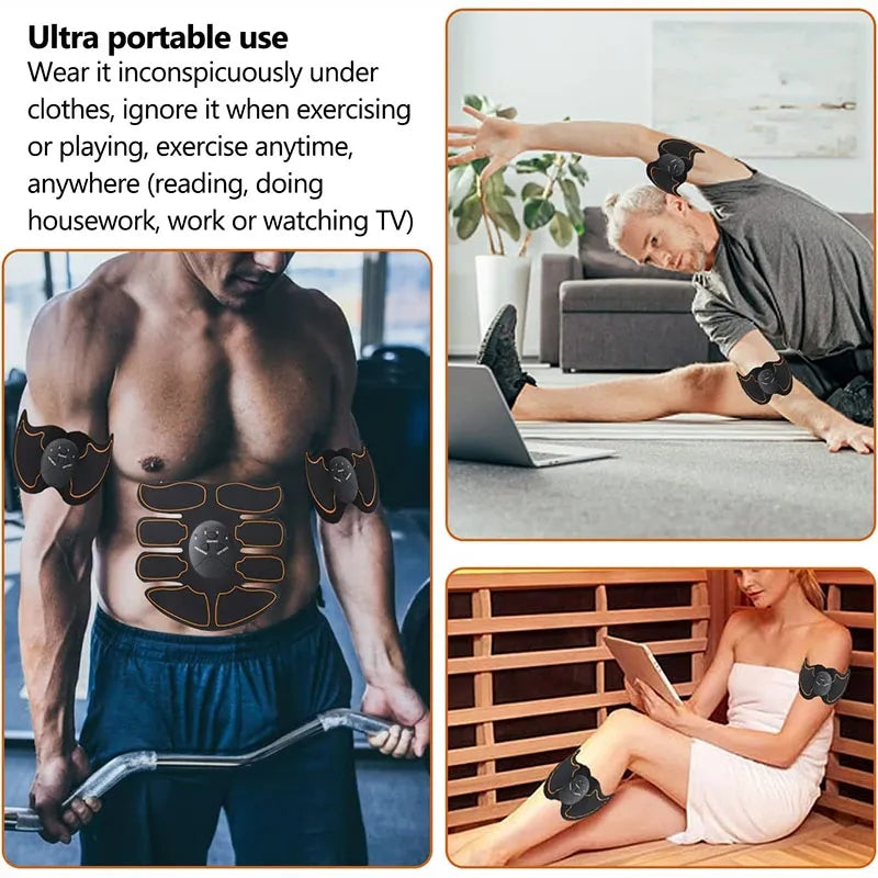 Premium EMS Muscle Stimulator Abdominal Hip Trainer with LCD Display | USB Rechargeable Fitness Toner for Body Slimming & 