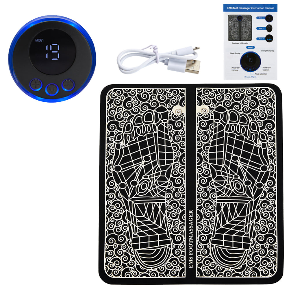 Premium Electric EMS Foot Massager - Rechargeable Pulse Muscle Stimulator with Remote Control, 8 Modes, 19 Intensity Levels