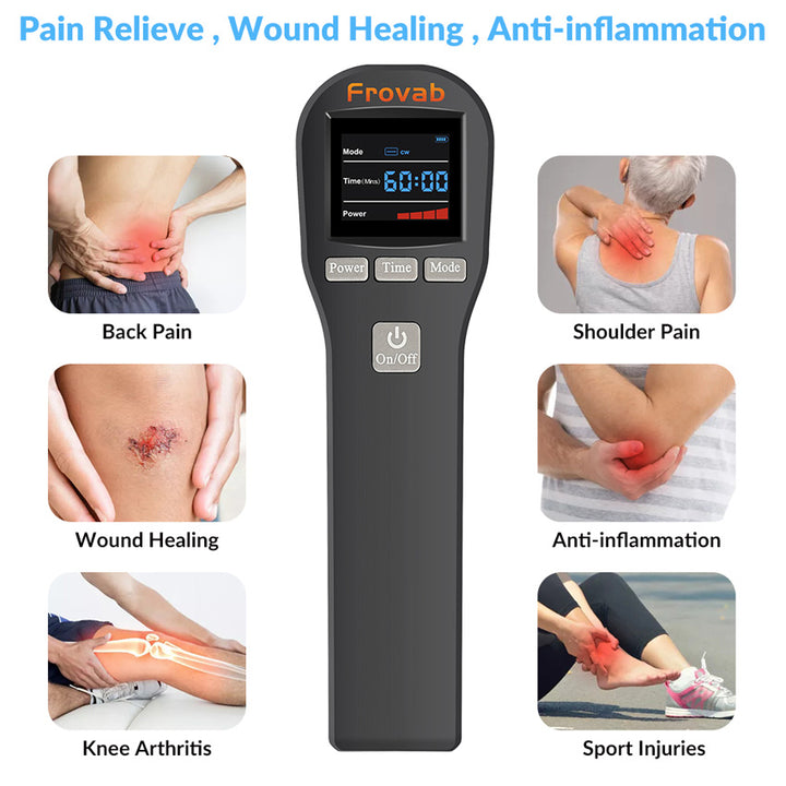 Premium Cold Laser Therapy Device for Pain Relief | 4x808nm & 16x650nm Infrared Light Therapy | Handheld Massager for 