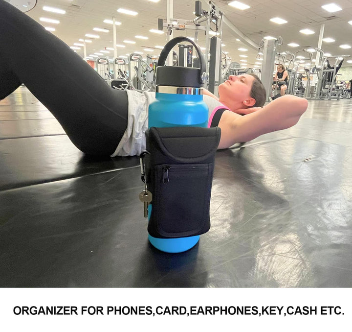 Premium Gym Magnetic Phone Bag – Anti-Slip Sleeve Pouch for 18-40 oz Water Bottle with Pockets for Keys, Cards, Headphones