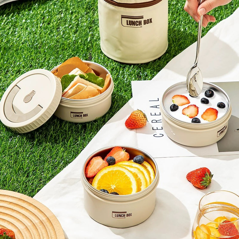 Premium Insulated Lunch Box Set – Portable Stackable Bento Box, Stainless Steel, Thermal Insulation, Keeps Food Warm or Cold,