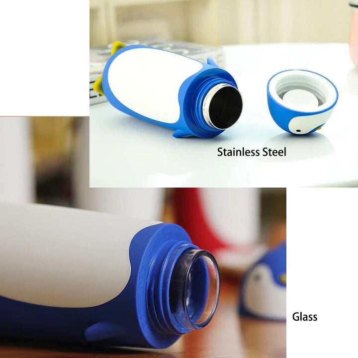 Premium Penguin Stainless Steel Vacuum Thermos – 9.5oz Travel Mug for Kids & Students – Insulated Coffee & Tea Flask – Hot or