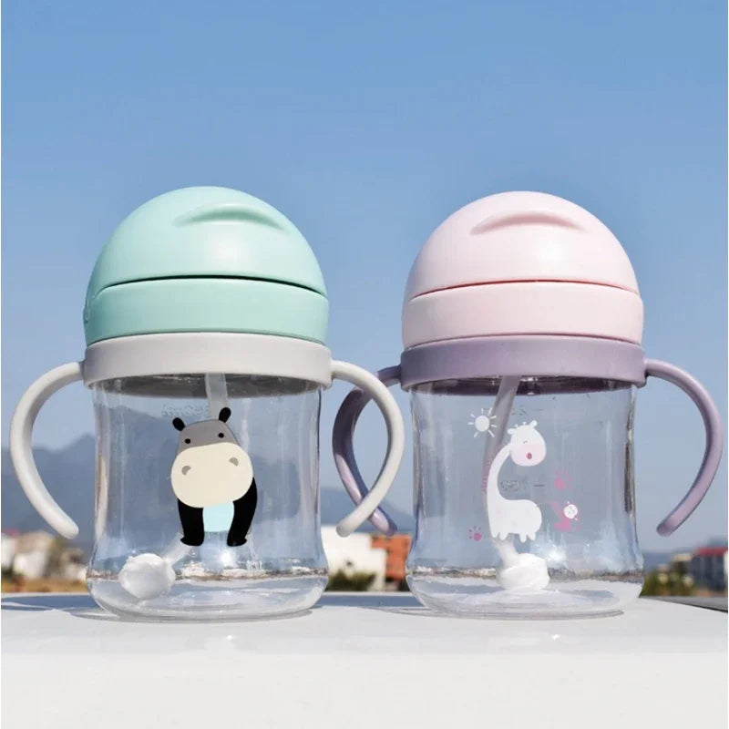 Premium 250ml Kids Water Cup – Anti-Choke, Spill-Proof, with Suction Ball & Straw, Cute Cartoon Design, Ideal for Toddlers 