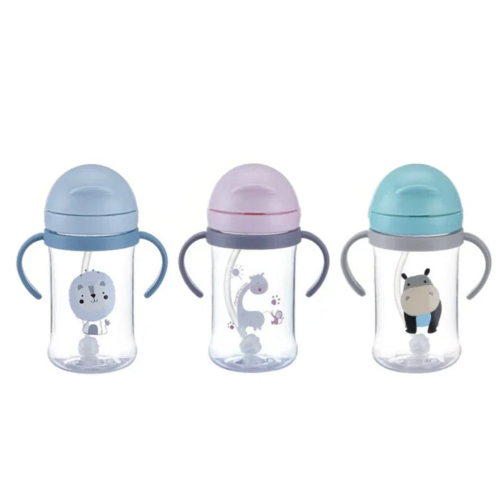 Premium 250ml Kids Water Cup – Anti-Choke, Spill-Proof, with Suction Ball & Straw, Cute Cartoon Design, Ideal for Toddlers 