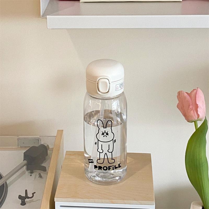 Premium 600ml Eco-Friendly Water Bottle with Straw - Large Capacity, Drop-Resistant, Portable PC Plastic Cup for Home, 